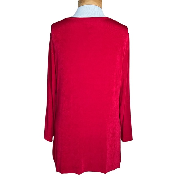 Chico’s Travelers V-Neck Red Layered Front Slinky Jersey Tunic Top Size 2 = L/12 - Picture 5 of 11
